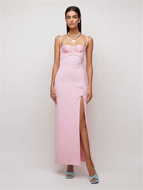 versace pink latex dress